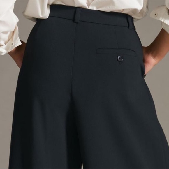 ANTHROPOLOGIE Pleated Wide Leg High Rise Trousers Pants Navy Size 4 NWT - Picture 4 of 8